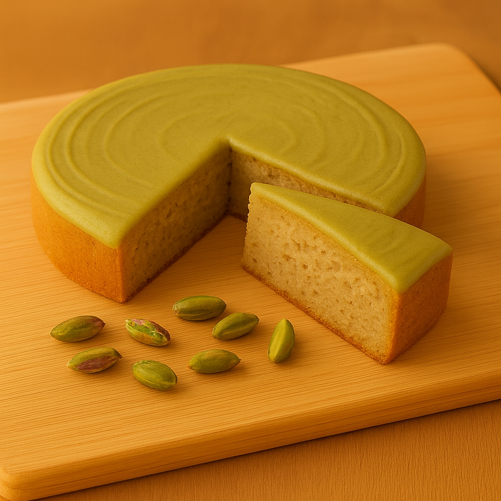 Torta alla nocciola senza farina di grano ricoperta pistacchio